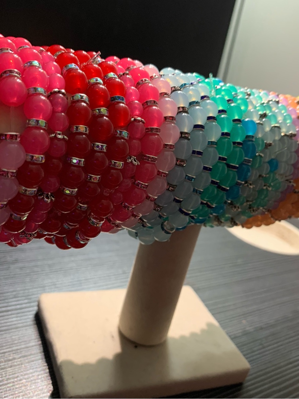 Bright Multi-Color Stackable Beaded Bracelets - Pink, Red, Blue, Green